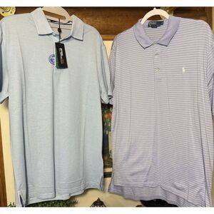 Ralph Lauren RLX NWT$110 & Polo‎ Men's M Shirt Blues Golf Casual Work Set Of 2